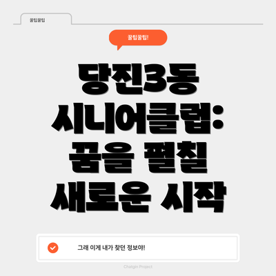 당진3동 시니어클럽: 꿈을 펼칠 새로운 시작