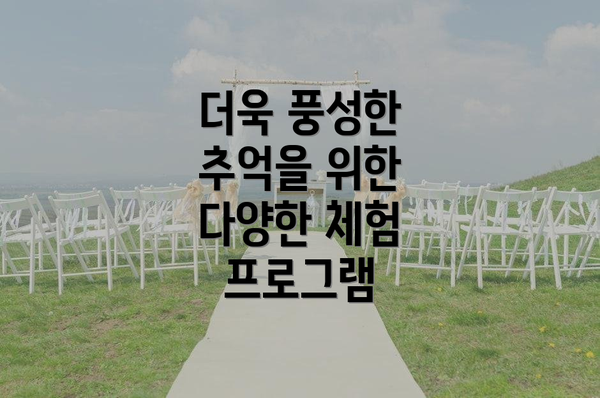 더욱 풍성한 추억을 위한 다양한 체험 프로그램