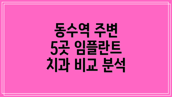 동수역 주변 5곳 임플란트 치과 비교 분석