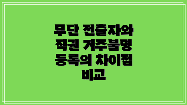 무단 전출자와 직권 거주불명 등록의 차이점 비교