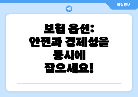 보험 옵션: 안전과 경제성을 동시에 잡으세요!