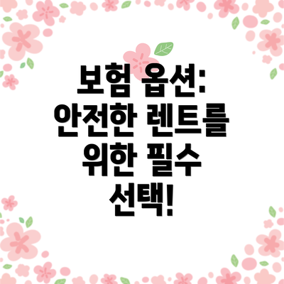 보험 옵션: 안전한 렌트를 위한 필수 선택!