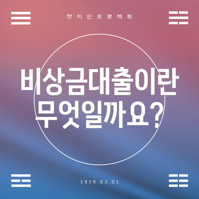 비상금대출이란 무엇일까요?