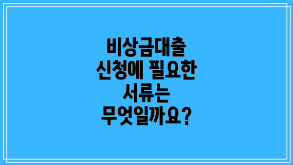 비상금대출 신청에 필요한 서류는 무엇일까요?
