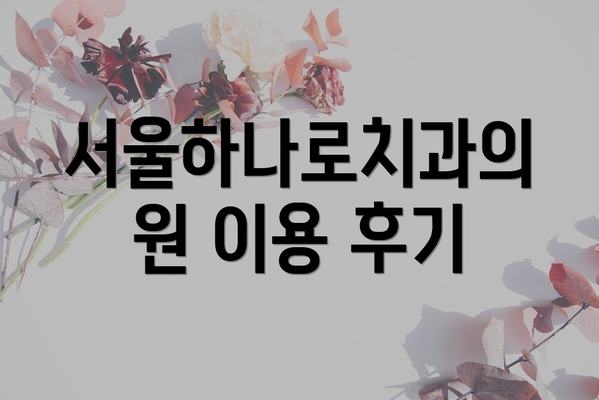 서울하나로치과의원 이용 후기