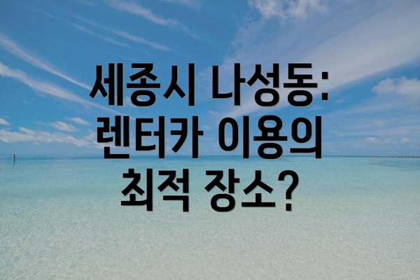 세종시 나성동: 렌터카 이용의 최적 장소?
