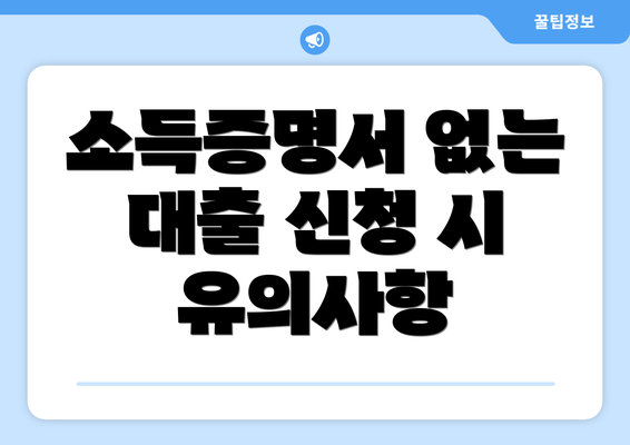 소득증명서 없는 대출 신청 시 유의사항