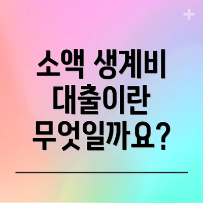 소액 생계비 대출이란 무엇일까요?