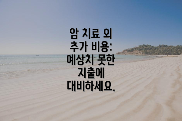 암 치료 외 추가 비용: 예상치 못한 지출에 대비하세요.