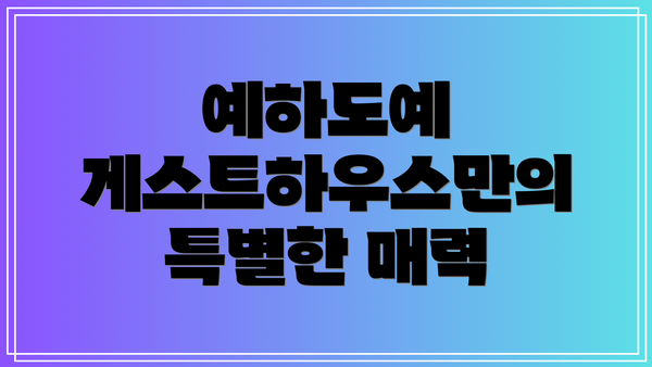 예하도예 게스트하우스만의 특별한 매력