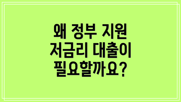 왜 정부 지원 저금리 대출이 필요할까요?