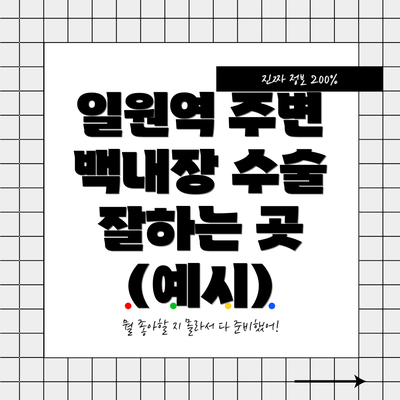 일원역 주변 백내장 수술 잘하는 곳 (예시)