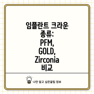 임플란트 크라운 종류:  PFM, GOLD, Zirconia 비교