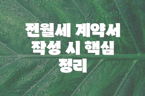 전월세 계약서 작성 시 핵심 정리