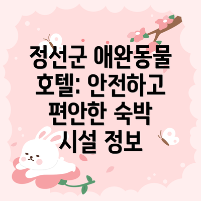 정선군 애완동물 호텔: 안전하고 편안한 숙박 시설 정보