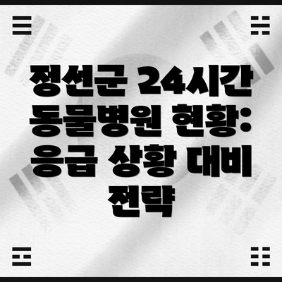 정선군 24시간 동물병원 현황: 응급 상황 대비 전략
