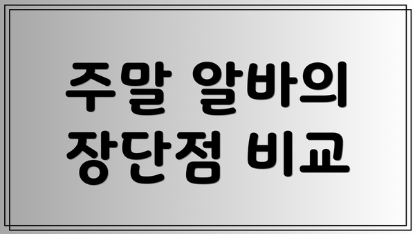 주말 알바의 장단점 비교