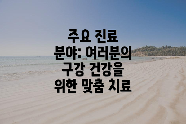 주요 진료 분야: 여러분의 구강 건강을 위한 맞춤 치료