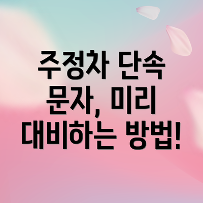 주정차 단속 문자, 미리 대비하는 방법!