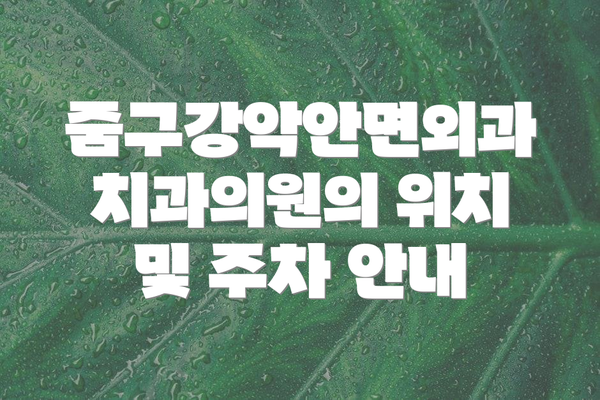 줌구강악안면외과치과의원의 위치 및 주차 안내