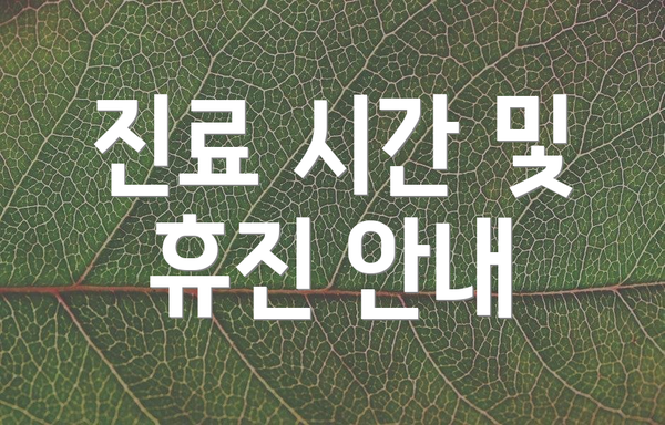 진료 시간 및 휴진 안내