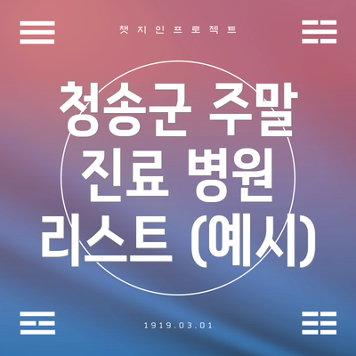 청송군 주말 진료 병원 리스트 (예시)