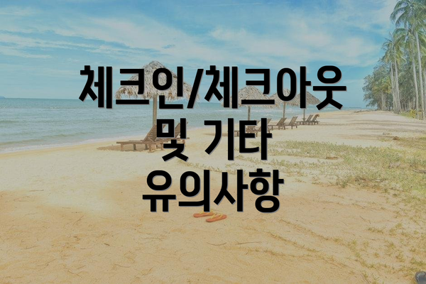 체크인/체크아웃 및 기타 유의사항