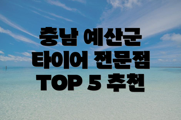 충남 예산군 타이어 전문점 TOP 5 추천