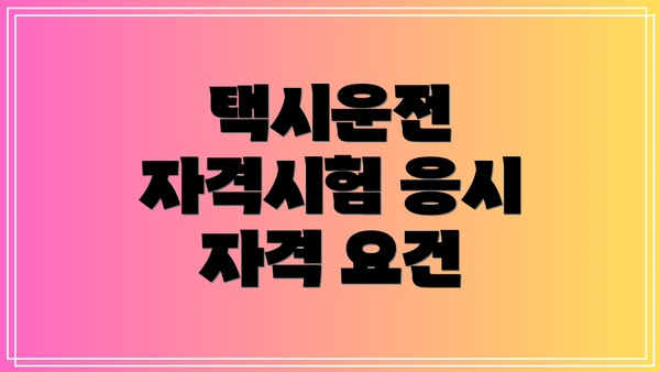 택시운전 자격시험 응시 자격 요건