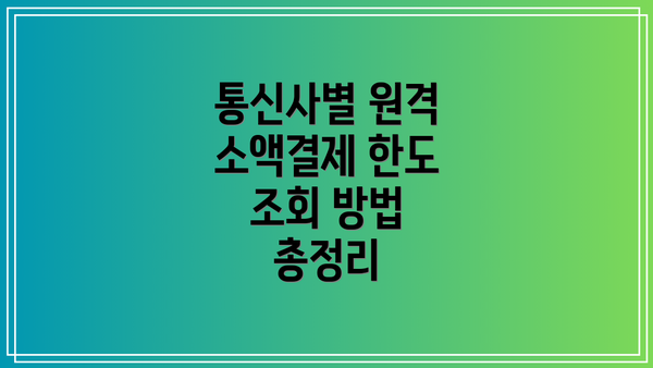 통신사별 원격 소액결제 한도 조회 방법 총정리