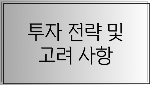 투자 전략 및 고려 사항