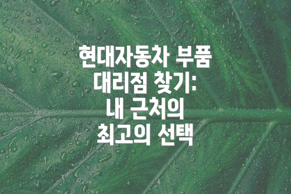현대자동차 부품 대리점 찾기: 내 근처의 최고의 선택