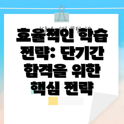 효율적인 학습 전략: 단기간 합격을 위한 핵심 전략