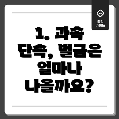 1. 과속 단속, 벌금은 얼마나 나올까요?