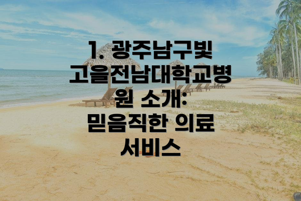 1. 광주남구빛고을전남대학교병원 소개: 믿음직한 의료 서비스