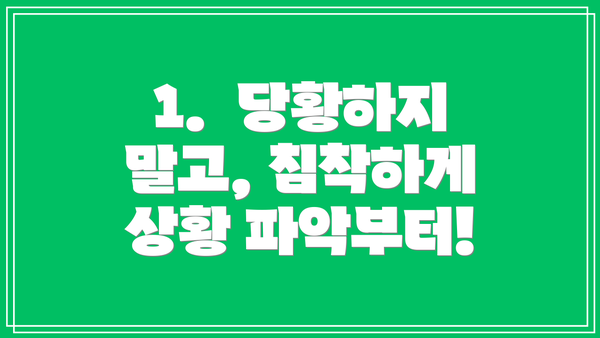 1.  당황하지 말고, 침착하게 상황 파악부터!