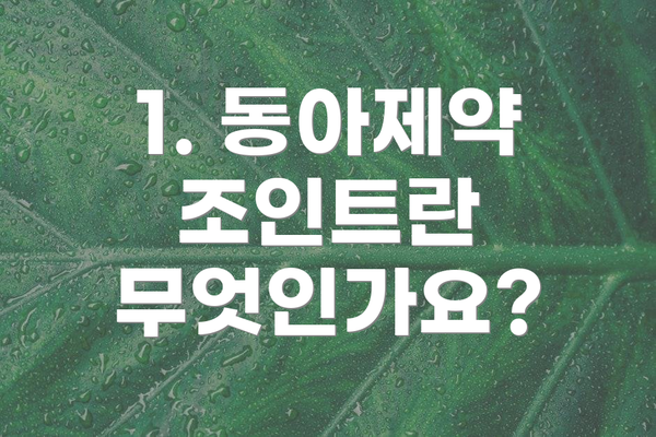 1. 동아제약 조인트란 무엇인가요?