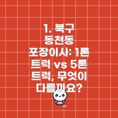 1. 북구 동천동 포장이사: 1톤 트럭 vs 5톤 트럭, 무엇이 다를까요?