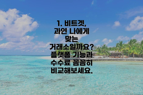 1. 비트겟, 과연 나에게 맞는 거래소일까요? 플랫폼 기능과 수수료 꼼꼼히 비교해보세요.