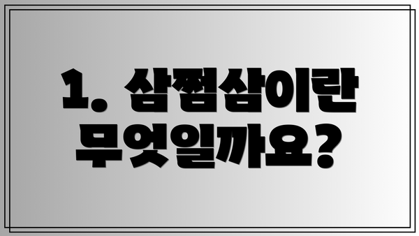 1. 삼쩜삼이란 무엇일까요?