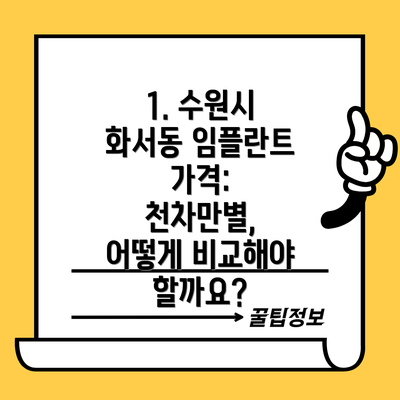 1. 수원시 화서동 임플란트 가격: 천차만별, 어떻게 비교해야 할까요?