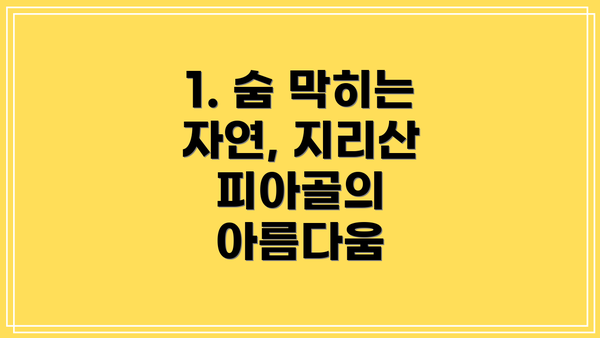 1. 숨 막히는 자연, 지리산 피아골의 아름다움