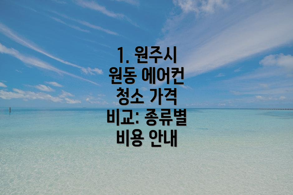 1. 원주시 원동 에어컨 청소 가격 비교: 종류별 비용 안내