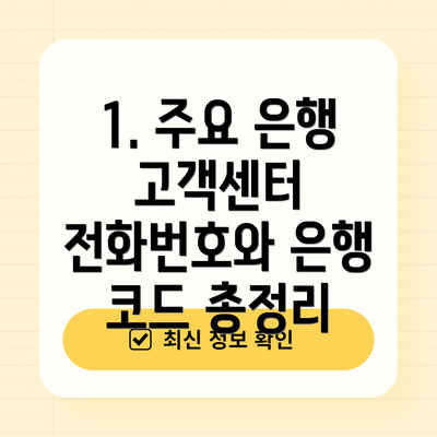 1. 주요 은행 고객센터 전화번호와 은행 코드 총정리