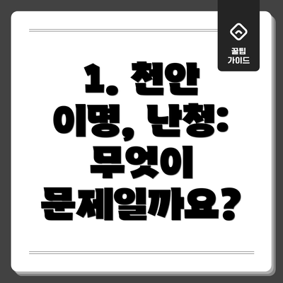 1. 천안 이명, 난청: 무엇이 문제일까요?
