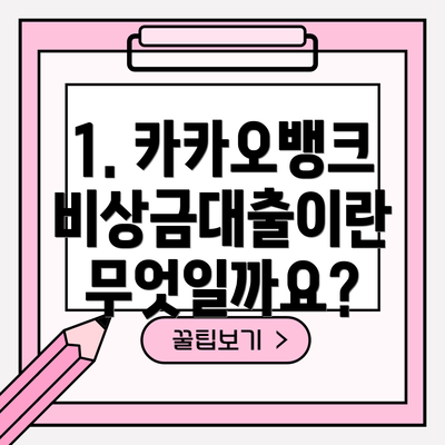 1. 카카오뱅크 비상금대출이란 무엇일까요?