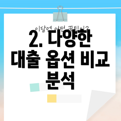 2. 다양한 대출 옵션 비교 분석