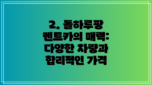 2. 돌하루팡 렌트카의 매력: 다양한 차량과 합리적인 가격