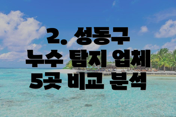 2. 성동구 누수 탐지 업체 5곳 비교 분석