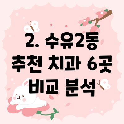 2. 수유2동 추천 치과 6곳 비교 분석